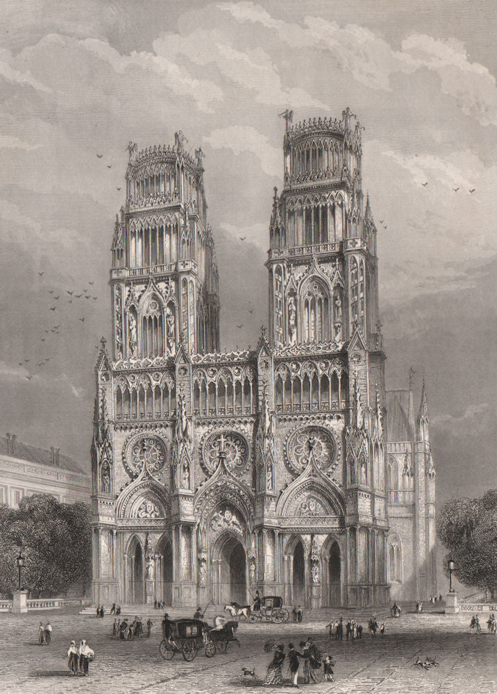 ORLÉANS. Cathédrale. Loiret 1844 old antique vintage print picture